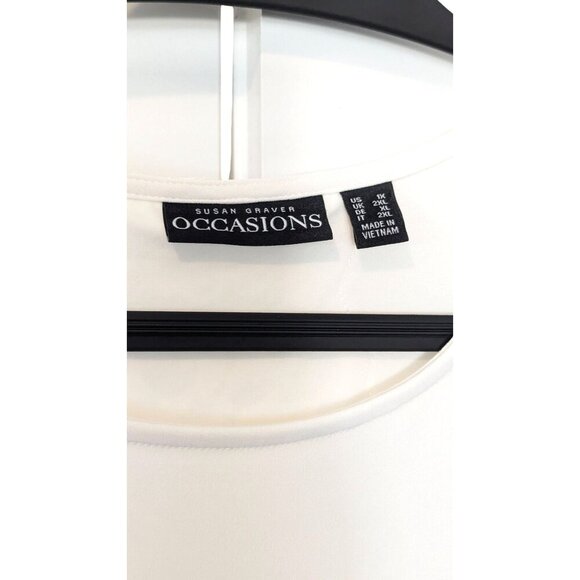 Susan Graver Occasions women's plus 1X tunic blouse liquid knit lace white EUC - Picture 4 of 7